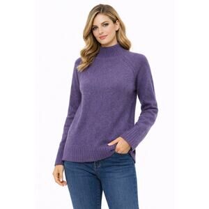 White + Warren Purple 100% Cashmere Mock Neck Sweater Size L